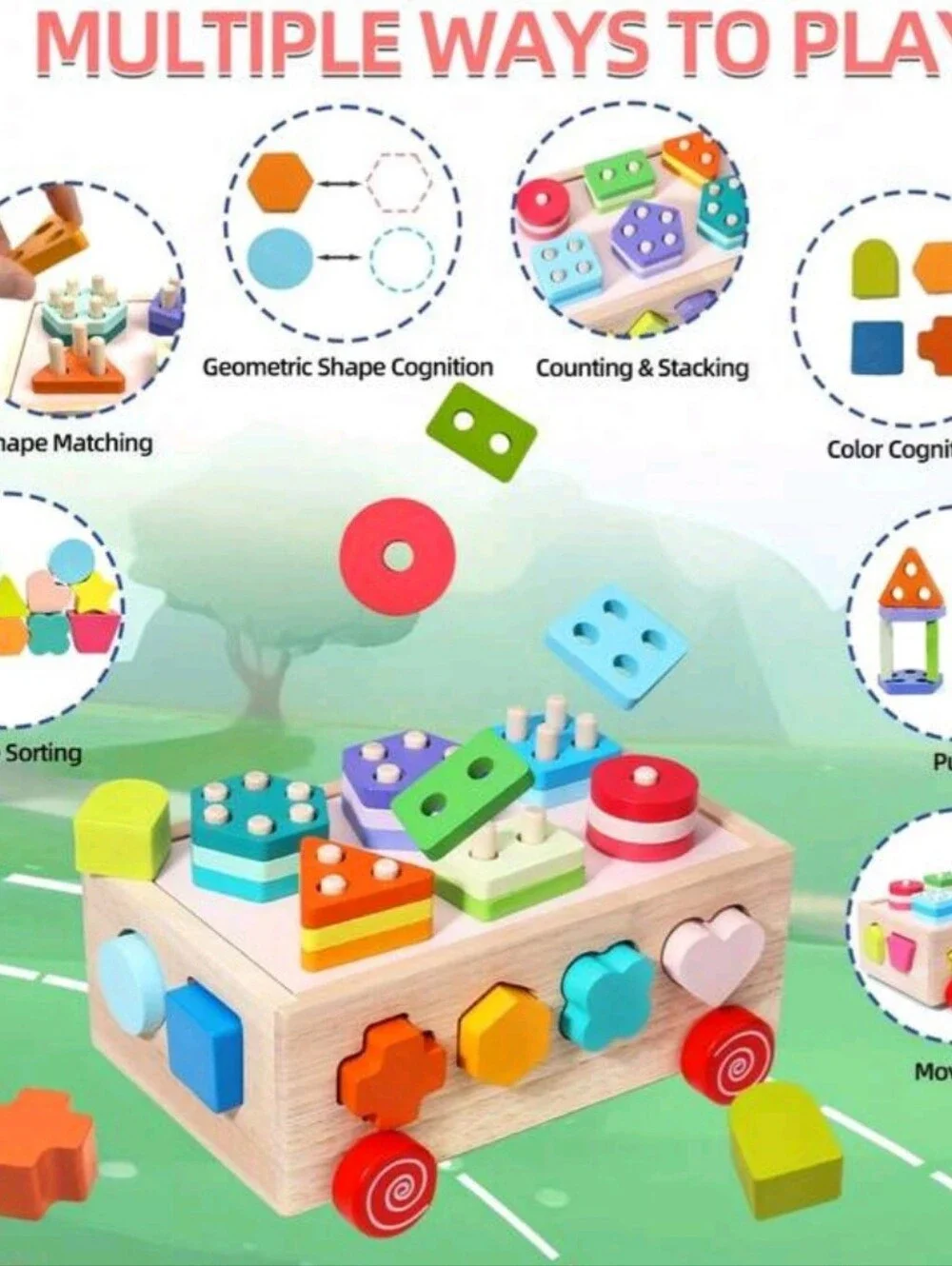 Local 1 Piece Shape Number Matching Intelligence Car Toy Color Recognition Build